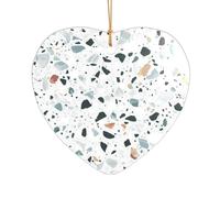 ZDFHKYDY Terrazzo Marble Pastel -Print Acrylic Pendant Gold Lanyard Heart Shape Christmas Acrylic Ornaments, Lightweight Reusable,For Weddings, Parties Retail Displays.