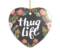 ZDFHKYDY Thug Life Flowers -Print Acrylic Pendant Gold Lanyard Heart Shape Christmas Acrylic Ornaments, Lightweight Reusable,For Weddings, Parties Retail Displays.