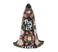 ZDFHKYDY Thug Life Flowers -Print Adjustable Teen Cloak - Youth Cape For Festivals & Stage, Lightweight Hooded Wear L