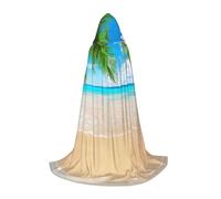 ZDFHKYDY Tropical beach plant theme -Print Adjustable Teen Cloak - Youth Cape For Festivals & Stage, Lightweight Hooded Wear S