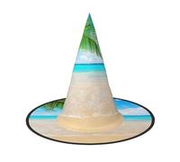 ZDFHKYDY Tropical beach plant theme -Print Full Coverage Halloween Hat - Unique Oxford Cloth Costume Hat For Adults With Eye-Catching Patterns, For Festivals & Themed Parties.