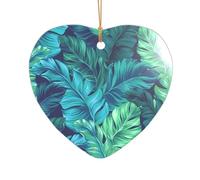 ZDFHKYDY Tropical Palm Leaves -Print Acrylic Pendant Gold Lanyard Heart Shape Christmas Acrylic Ornaments, Lightweight Reusable,For Weddings, Parties Retail Displays.
