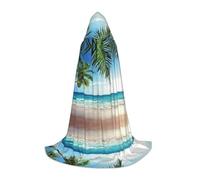 ZDFHKYDY Tropical Palm Tree Hawaii Beach -Print Adjustable Teen Cloak - Youth Cape For Festivals & Stage, Lightweight Hooded Wear M