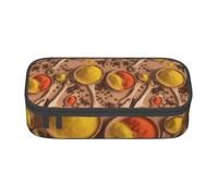 ZDFHKYDY Various Seasonings Printed Patterns Large Capacity Pencil Pen Case Portable Stationery Pouch Holder Box Organizer Makeup Cosmetic Bag Office College Storage Bag Supplies 21x9.5x5 cm