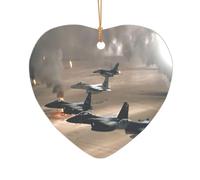 ZDFHKYDY War plane -Print Acrylic Pendant Gold Lanyard Heart Shape Christmas Acrylic Ornaments, Lightweight Reusable,For Weddings, Parties Retail Displays.