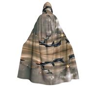 ZDFHKYDY War plane -Print Halloween Hooded Cloak Adults - Affordable Adult Cape For Role-Playing, Themed Parties And Festivals - Comfortable Fit With Oversized Hood