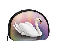 ZDFHKYDY White Swan Personalized Coin Purse Fashionable Zipper mini Coins Wallet Change Shell Storage Bag for Women Men