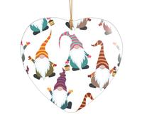 ZDFHKYDY Xmas Funny Gnomes -Print Acrylic Pendant Gold Lanyard Heart Shape Christmas Acrylic Ornaments, Lightweight Reusable,For Weddings, Parties Retail Displays.