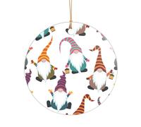 ZDFHKYDY Xmas Funny Gnomes -Print Acrylic Pendant Gold Lanyard Round Shape Christmas Acrylic Ornaments, Lightweight Reusable,For Weddings, Parties Retail Displays.