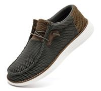 ZDFQLGV Men's Loafers Stylish Men's Knit Loafers - Modern & Trendy Slip-On Shoes Mesh Breathable Casual Comfortable Fashion Soft Lightweight Dark Gray Brown UK 10