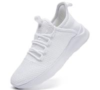 ZDFQLGV Mens Running Shoes Walking Non Slip Trainers Casual Sneakers Gym Tennis Sport Jogging Workout Outdoor Lightweight Breathable Mesh Comfortable Fashion White UK Size 11