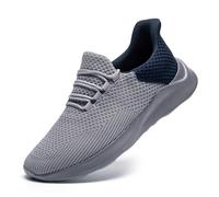 ZDFQLGV Mens Running Shoes Walking Non Slip Trainers Casual Sneakers Gym Tennis Sport Jogging Workout Outdoor Lightweight Breathable Mesh Comfortable Fashion Light Gray UK Size 11