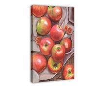 ZDFTAFD Apple Still Life Watercolor Canvas Poster Bedroom Decor Landscape Decor Gift 16x24inch(40x60cm)