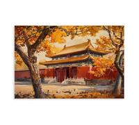 ZDFTAFD Golden Autumn in The Forbidden City Canvas Poster Bedroom Decor Landscape Decor Gift 16x24inch(40x60cm)