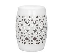 ZDFTGKM Ceramic Decorative Garden Stool, Ceramic Garden Stool, Round Portable Ceramic Side Table, Chinese Hollow Out Drum Stool, Outdoor Garden Stool for Patio, Deck, Backyard, Outdoor(White)