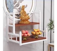 ZDFTGKM Modern Wall-Mounted Buddhist Altar Shelf Metal Prayer Table for Buddha Statue Personal Shrine Multi-tiered Layered of Incense & Offerings Household Display Stand.(White+w2 board