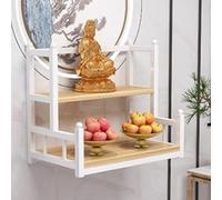 ZDFTGKM Modern Wall-Mounted Buddhist Altar Shelf Metal Prayer Table for Buddha Statue Personal Shrine Multi-tiered Layered of Incense & Offerings Household Display Stand.(White+w1 board