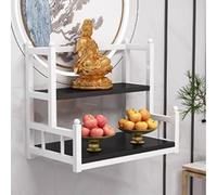 ZDFTGKM Modern Wall-Mounted Buddhist Altar Shelf Metal Prayer Table for Buddha Statue Personal Shrine Multi-tiered Layered of Incense & Offerings Household Display Stand.(White+b board,