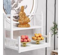 ZDFTGKM Modern Wall-Mounted Buddhist Altar Shelf Metal Prayer Table for Buddha Statue Personal Shrine Multi-tiered Layered of Incense & Offerings Household Display Stand.(White+w board,
