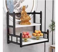 ZDFTGKM Modern Wall-Mounted Buddhist Altar Shelf Metal Prayer Table for Buddha Statue Personal Shrine Multi-tiered Layered of Incense & Offerings Household Display Stand.(Black+w board,