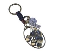 ZDHC Acorn Nut Leaf Keychain Set Braided Leather Rope Keyring Metal Vintage Car Key Charm Decoration for Bag Purse Wallet