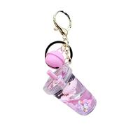 ZDHC Creative Milk Tea Bear Quicksand Keychain Kawaii Motion Liquid Floating Animal Keyring for Car Purse Backpack Ornament