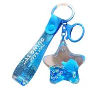 ZDHC Creative Pentagram Quicksand Keychain Cute Liquid Floating Ocean Animal Keyring Car Keys Bag Pendant for Women Men