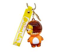 ZDHC Cute Animals Keychain Kawaii Liquid Floating Keychains Accessories Car Keyring Cartoon Backpack Charms for Women Girl (Orange)
