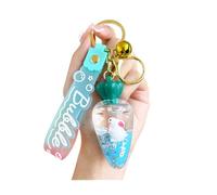 ZDHC Cute Carrot Floating Rabbit Keychain Kawaii Anime Moving Liquid Quicksand Bunny Keyring Car Bag Charm for Women Girls