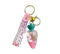 ZDHC Cute Carrot Floating Rabbit Keychain Kawaii Anime Moving Liquid Quicksand Bunny Keyring Car Bag Charm for Women Girls
