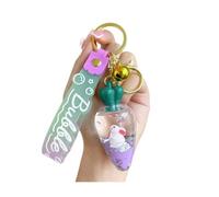 ZDHC Cute Carrot Floating Rabbit Keychain Kawaii Anime Moving Liquid Quicksand Bunny Keyring Car Bag Charm for Women Girls