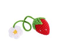 ZDHC Cute Crochet Strawberry Daisy Keychain Handmade Fruit Handbags Bag Charms Ornaments Key Ring Sweet Flower Pendant