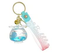 ZDHC Cute Fish Bowl Floating Ocean Animal Keychain Creative Liquid Quicksand Keyring Car Keys Bag Pendant for Women Men