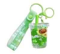 ZDHC Cute Milk Tea Floating Ocean Animal Keychain Creative Motion Liquid Quicksand Keyring Bag Car Keys Pendant for Girls