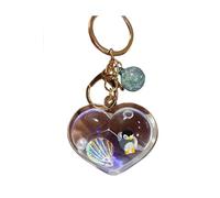 ZDHC Heart Floating Ocean Animals Keychain Cute Kawaii Motion Liquid Sea Life Quicksand Keyring Car Keys Bag Pendant for Women