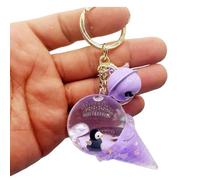 ZDHC Ice Cream Floating Sea Animals Keychain Creative Motion Liquid Quicksand Keyring Acrylic Car Keys Bag Pendant for Girl