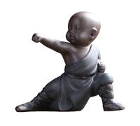 ZDHC Kung Fu Shaolin Little Monk Statue Cute Ceramic Chinese Martial Arts Posture Sculpture Meditation Zen Home Artwork for Office Bookshelf Desktop Decor (Style B)