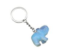ZDHC Natural Gemstone Cute Elephant Keyring Energy Crystal Stone Charm Keychain for Purse Backpack Handbag Jewelry Accessory