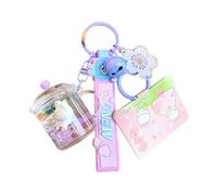 ZDHC Romantic Cherry Blossom Rabbit Quicksand Keychain Creative Motion Liquid Mug Floating Bunny Keyring Pendant Keyfob Gift