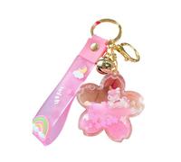 ZDHC Sakura Flower Floating Unicorn Keychain Creative Motion Liquid Quicksand Cherry Blossom Keyring Bag Pendant for Girls