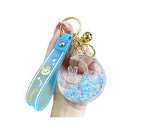 ZDHC Sleeping on Moon Rabbit Floating Moving Sand Keychain Creative Beautiful Star Quicksand Keyring Bag Pendant for Girl