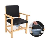 ZDHFFFUK Solid Wood Commode Toilet Chair, Bedside Commodes for The Elderly, Disabled Shower Chair, Commode Chair with Padded Back, Commode Chair for Disabled and Elderly, Toilet Frame with Seat (C