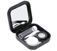 ZDHSOY Contact Lens Case with Mirror - Contact Lens Box Holder Container, Outdoor Mini Contact Lens Soak Storage Kit with L and R Caps for Travel & Home (Black)