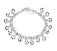 ZDIFDIC 925 Silver Bell Bracelet Anklet Adjustable for Women Musical Instruments Gift Jingle Bells Bead Charm Bracelet Lady Jewelry 8.5", 8.46 inches, Silver
