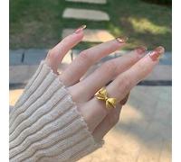 ZDIFDIC Elegant Dainty Bow Ring, 14K Gold Plated Rings for Women, Promise Ring, Bow, Tied Rings for Her, Stackable, Wedding Bands for Women, Infinity Symbol for
