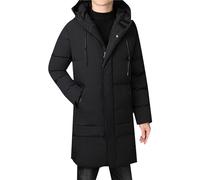 ZDJSWJ Men's Winter Windbreaker Long Down Jacket Waterproof Jacket Hooded More Quilted Down Jacket Thickened Quilted Warm Down Jacket, Black, 7XL