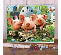 Zdklfm69 Paint by Numbers Painting by Numbers Paint by Number Animal Pig Set Acrylic Decoration Crafts For Adults Handicraft Art (No frame) 40x50cm