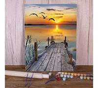 Zdklfm69 Paint by Numbers Painting by Numbers Paint by Number Landscape Sunset Set Oil Home Decor For Kids Art (No frame) 40x50cm