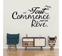 Zdklfm69 Wall Decals Wall Sticker French Words Quote Vinyl Birds Letterings Dream Removable Home Decor Bedroom Decoration 84x160cm