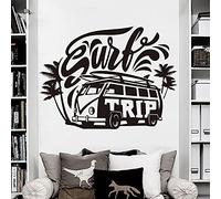 Zdklfm69 Wall Stickers Wall Decal Car Vehicle Surf Trip Car Palm Tree Beach Surfing Sticker Vinyl Home Decor Mural 114x84cm